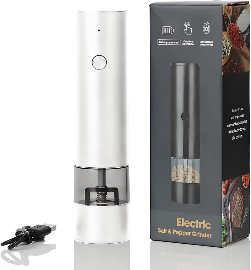 Yehenarn Electric Pepper Grinder,Electric Pepper Mill Grinder,Adjustable Coarseness,Efficient And Convenient,Easy To Clean,One Handed Operation,Type-C Rechargeable, A Reliable Assistant In The Kitchen(White) - Image 1